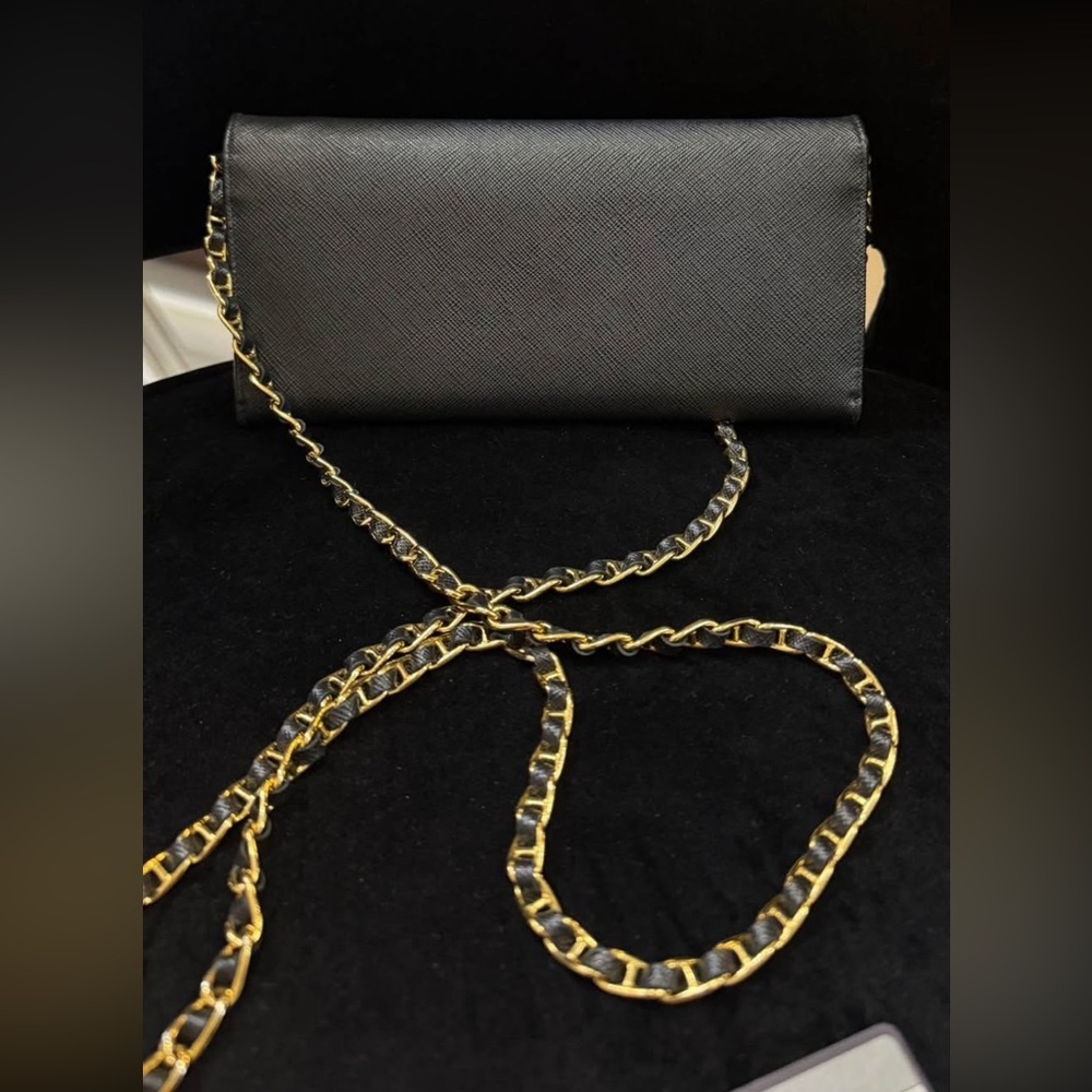 Prada Black Leather Clutch with Gold Chain - Picture 3 of 5